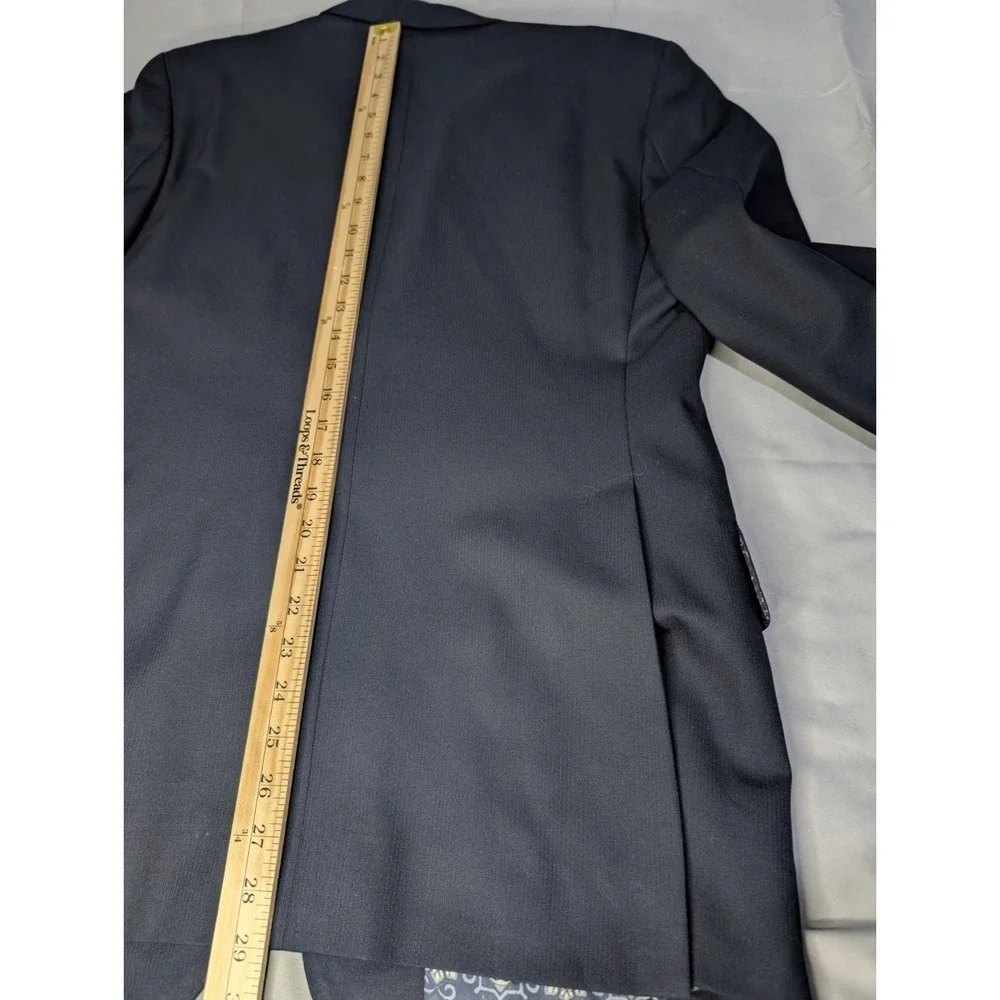 Vtg Bespoke Hong Kong Tailored Navy Blazer A. Man Hing Cheong Custom‎ Lined 42R